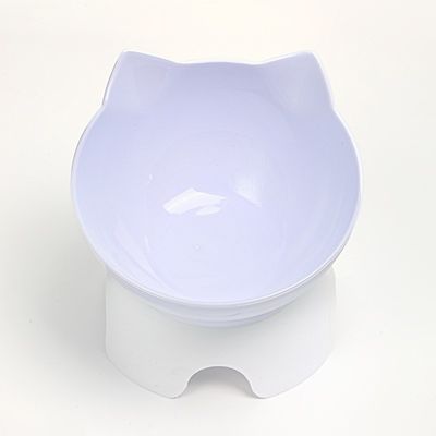 Cat Bowl Dog Bowl Cat Single Bowl Non-Slip Cat Bowl Oblique Mouth Neck Protector Transparent Pet Bowl High Foot